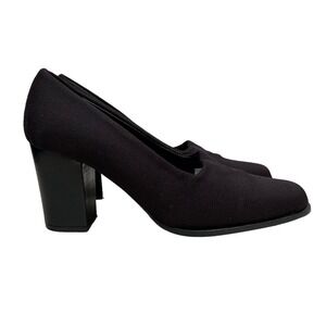 Evan Picone Heel Pump‎ Textile Stacked Block Heel Deep Purple Women Size 5.5M
